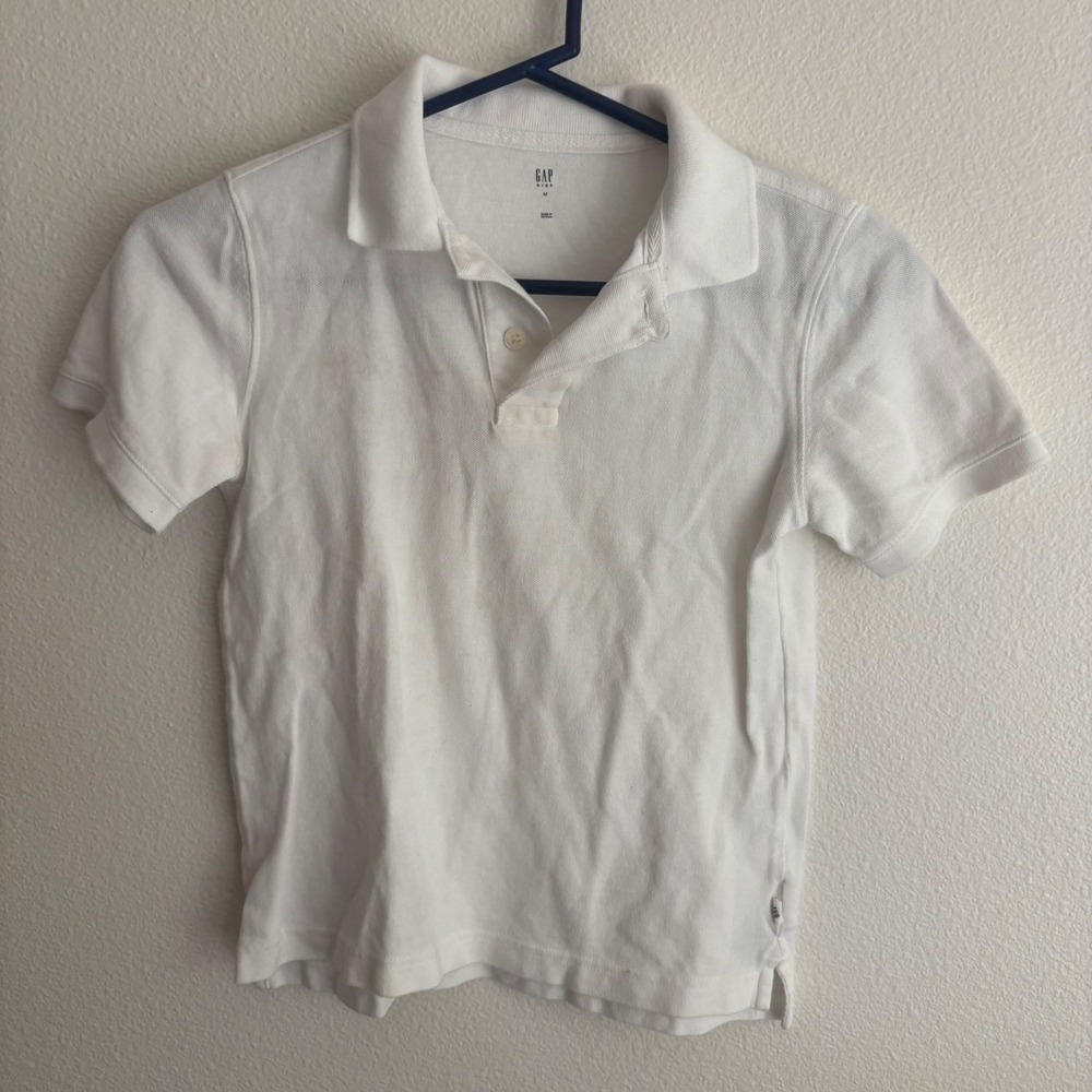 Gap‎ Kids Boys White Short Sleeve Polo Shirt Size M 8-9 Cotton School Uniform